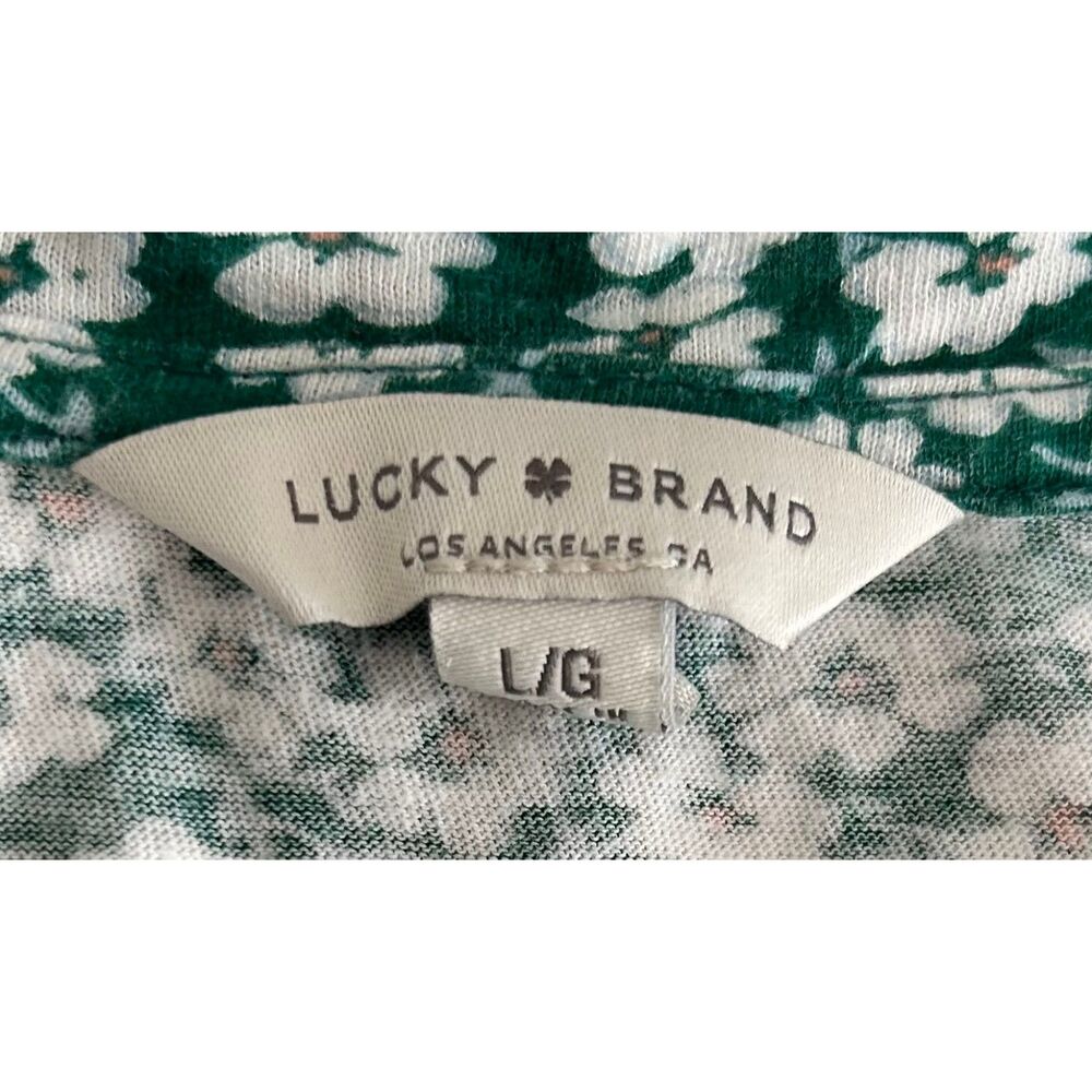 Lucky Brand Green Floral Scoop Neck Tee – Women’s L - Picture 2 of 3